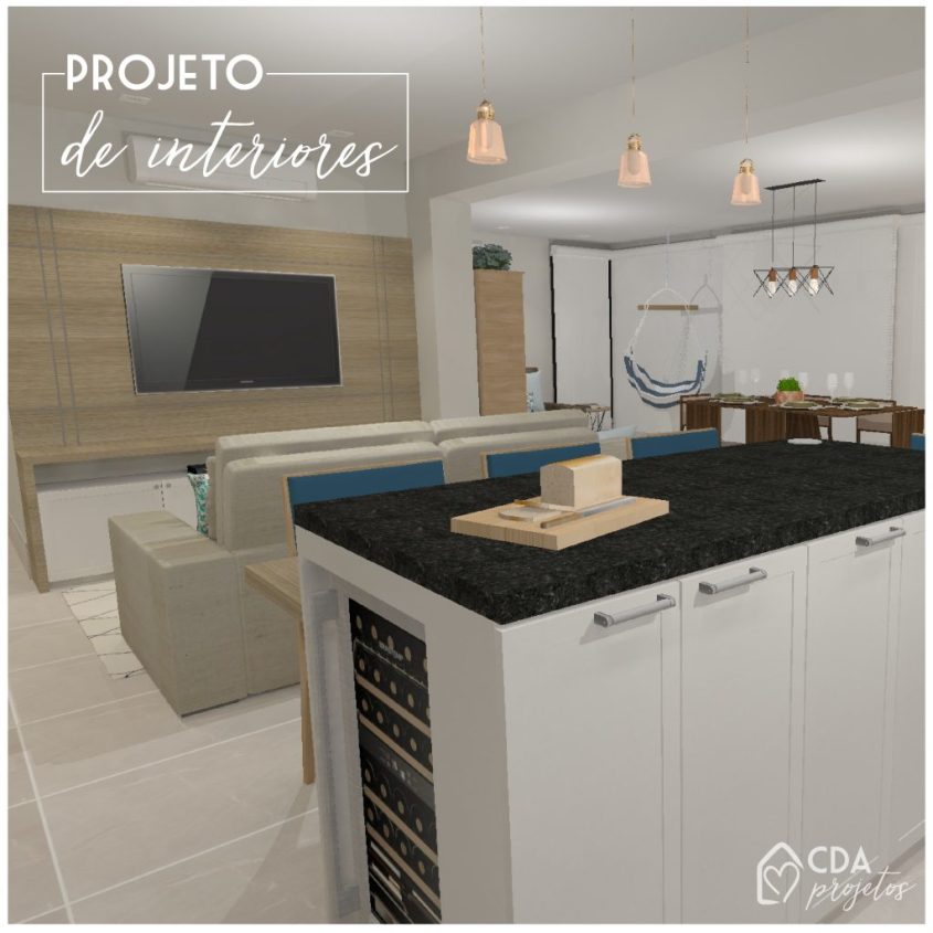 Cozinha, sala e varanda integrados | CDA Projetos
